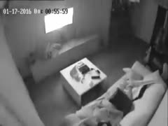 Camera installed by a voyeur caught a wife masturbating and having fun